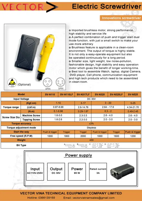 Catalogue thông số kỹ thuật VECTOR SV-N series
