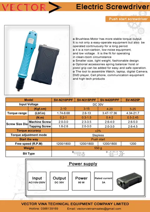 Catalogue thông số kỹ thuật VECTORSV-N420PF