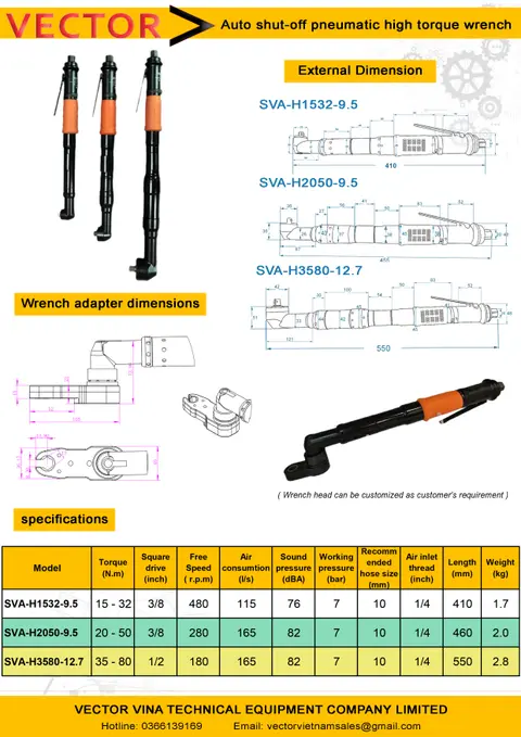 Cờ lê khí nén lực siết cao toàn tự động - Catalogue