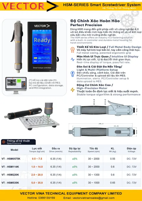 Catalogue chi tiết thông số VECTOR HSM