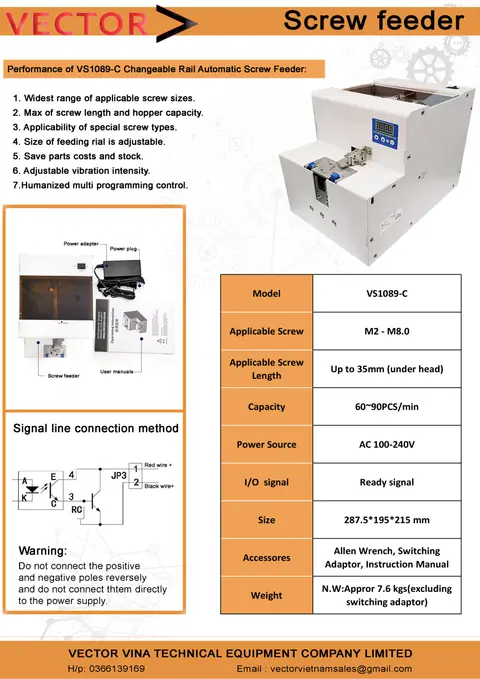 Catalogue Máy Cấp Vít Tự Động VECTOR VS1089-C