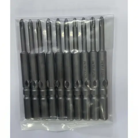 Mũi vít điện chữ thập chuôi tròn D5 (5mm) thép S2 từ tính mạnh VECTOR VINA – D5*60*D3*20*1#