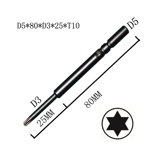 Mũi vít điện hoa thị 801/4C chuôi tròn 5mm thép S2 từ tính mạnh VECTOR VINA – D5*80*D3*25*T10