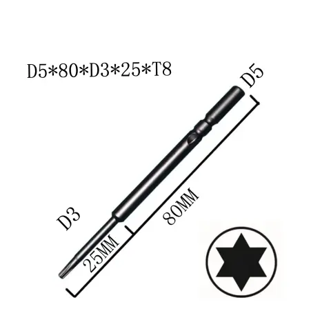 Mũi vít điện hoa thị 801/4C chuôi tròn 5mm thép S2 từ tính mạnh VECTOR VINA – D5*80*D3*25*T8