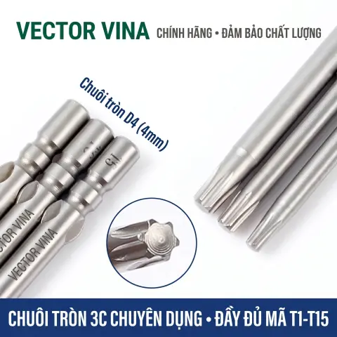 Mũi vít hoa thị 6 cạnh chuôi tròn 4mm (800) VECTOR VINA W800