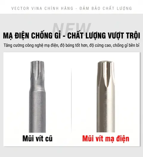 Mũi vít hoa thị VECTOR VINA công nghệ mạ điện chống gỉ bền bỉ