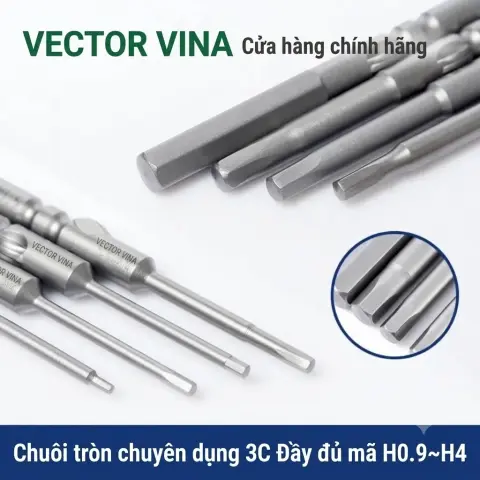 Các mã mũi vít lục giác chuôi tròn D4 VECTOR VINA từ H0.9 đến H6