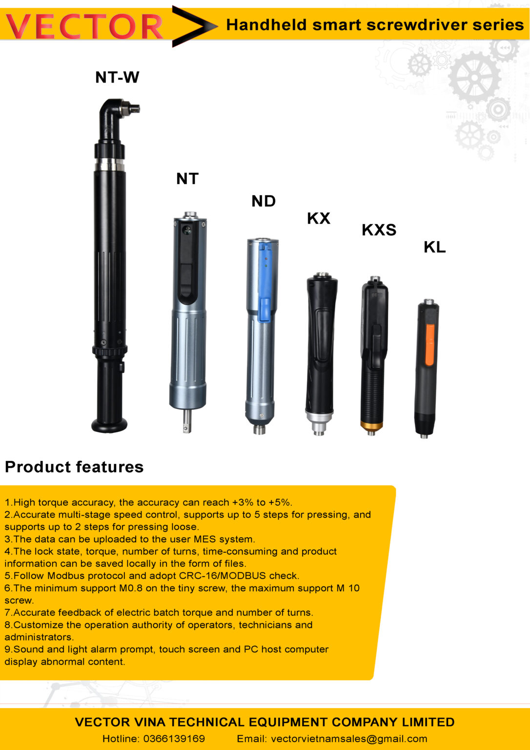 Bảng thông số kỹ thuật chi tiết tô vít điện thông minh VECTOR