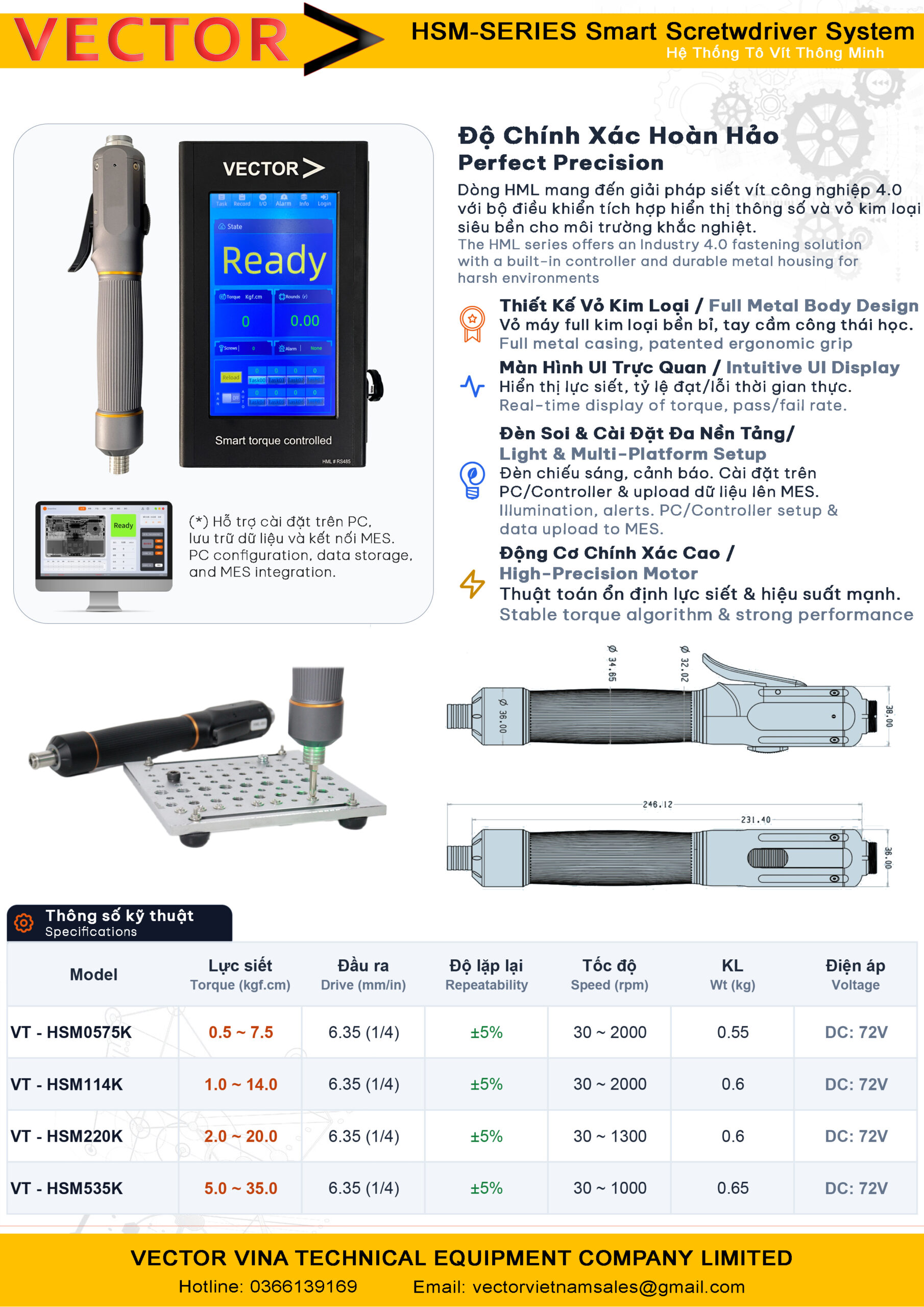 Catalogue chi tiết thông số VECTOR HSM