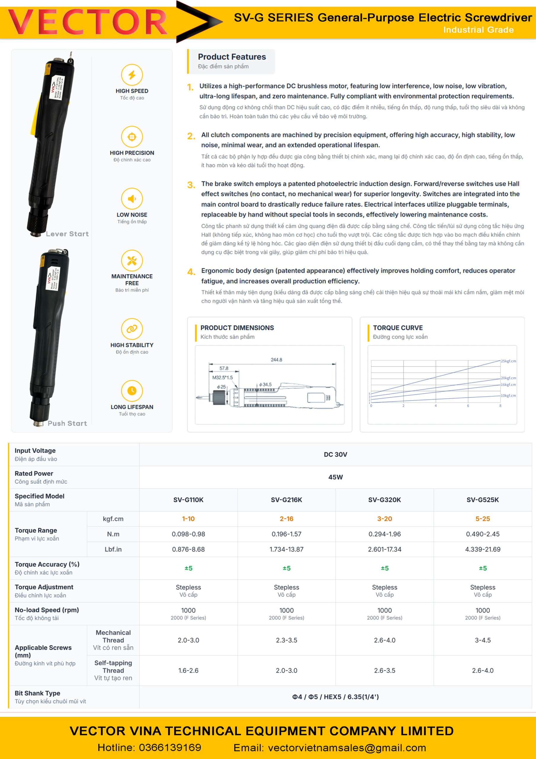 Catalogue Vector Vina SV-G525KP Series