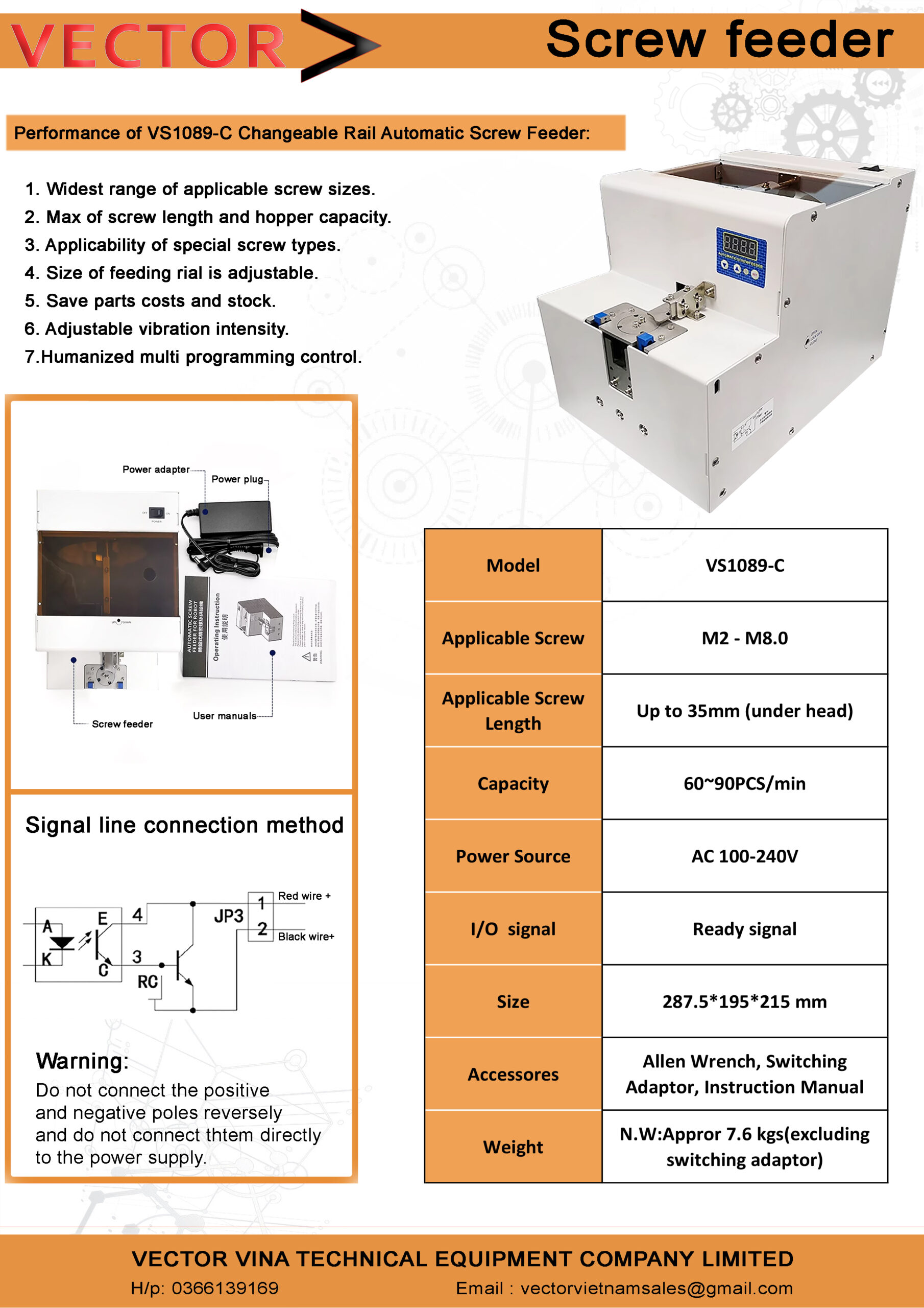 Catalogue Máy Cấp Vít Tự Động VECTOR VS1089-C